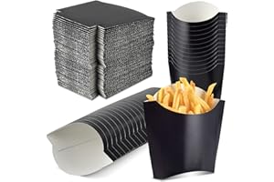 DOSTATNI 100 Pack 4oz Black French Fry Containers - Small French Fry Box Holder Disposable Charcuterie Cups - Kraft Paper Takeout Boxes for Wedding Birthday Carnival Individual Party Point