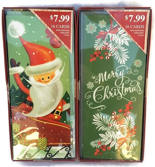 Amazon Merryクリスマス サンタキラキラクリスマスカードバンドル 2つの1パックitems 16キラキラサンタクリスマスカード Plus One 16個パックglitter Merry Christmasクリスマスカード 紙製品 文房具 オフィス用品