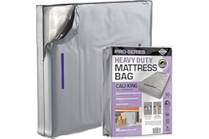 KING-A-MA-JIGS 10 Mil Thick - Moving and Storage Mattress Bag w Zipper and 8 Carrying Handles - Waterproof - UV Resistant - Heavy Duty - Long Lasting