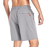 Selovzz Men's Gym Shorts Sports Quick Dry Workout Running or Casual Training Short with Zipper Pockets