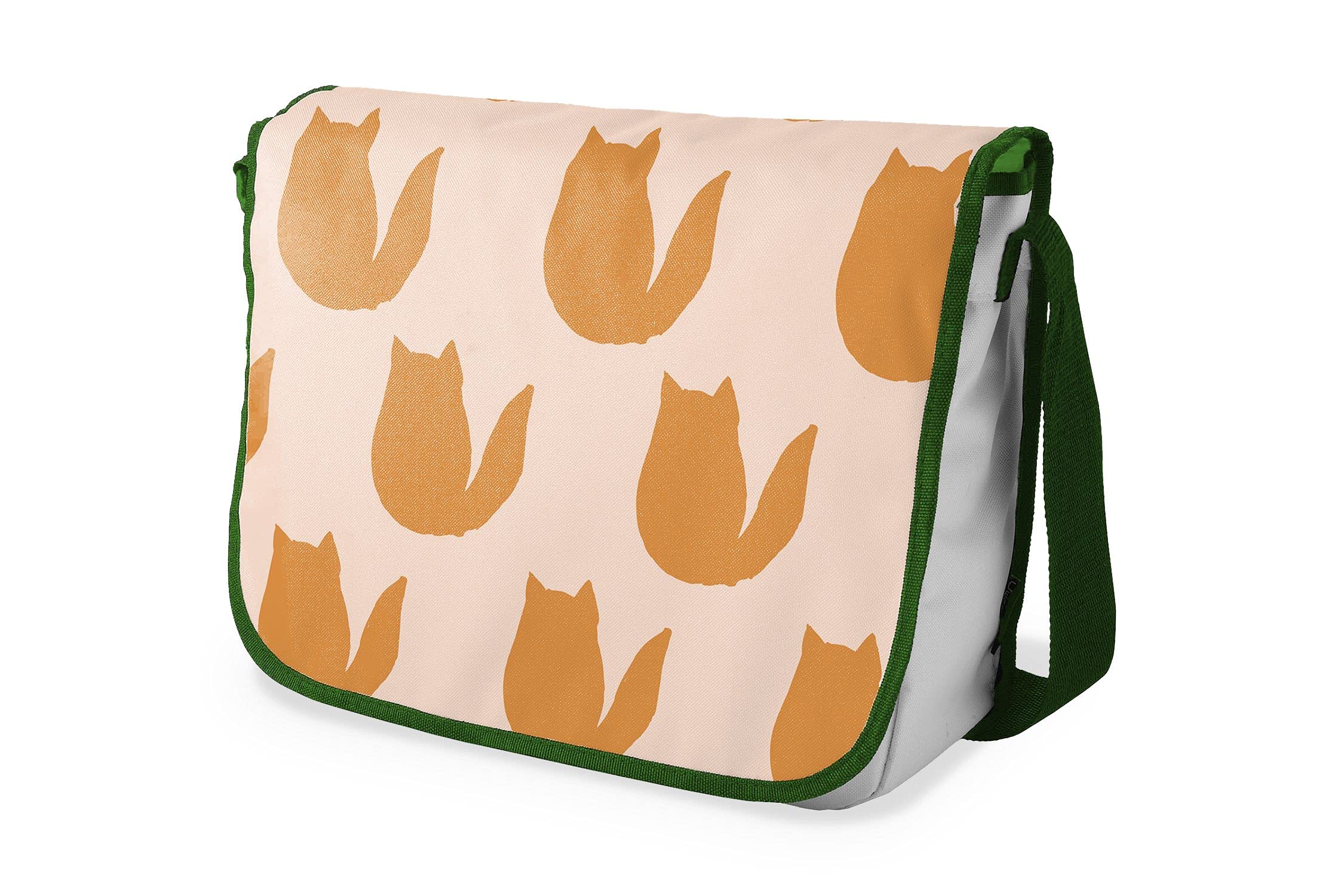 Bonamaison Digitally Printed Messenger School Bag with Khaki Strap for Students, Cross Body Bag, Courier Bag, Shoulder Bag for School, Back to School, Size: 29x36 Cm