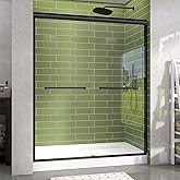 GETPRO Shower Door Double Sliding 57-60 in. W x 72 in. H Semi-Frameless Bypasss Bathroom Glass Shower Sliding Doors,1/4 inch