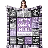 CUJUYO Christian Gifts for Women Blanket 60"x50" - Inspirational Religious Birthday Gifts - Baptism Confirmation Gifts for Girls - Catholic Spiritual Gifts for Women - Bible Verse Christian Blankets
