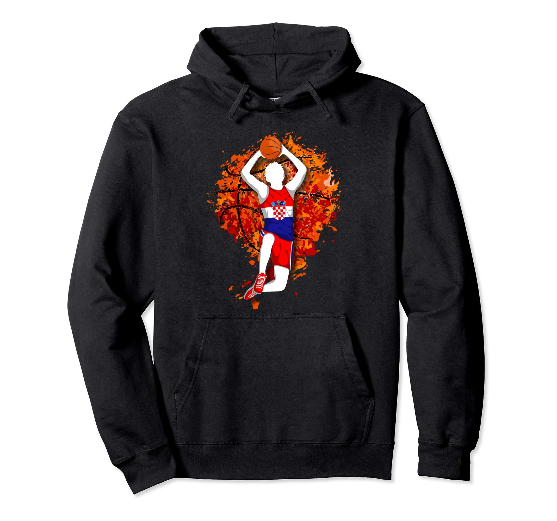 Croatia Basketball Croatian National Flag Mid Air Slam Dunk Pullover Hoodie