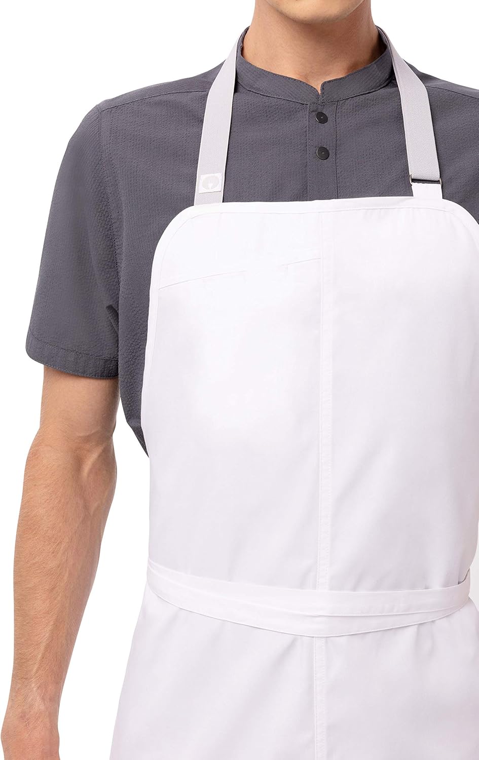 Chef Works Men's Brio Chef's Bib Apron, White, 40" L x 43" W: Clothing