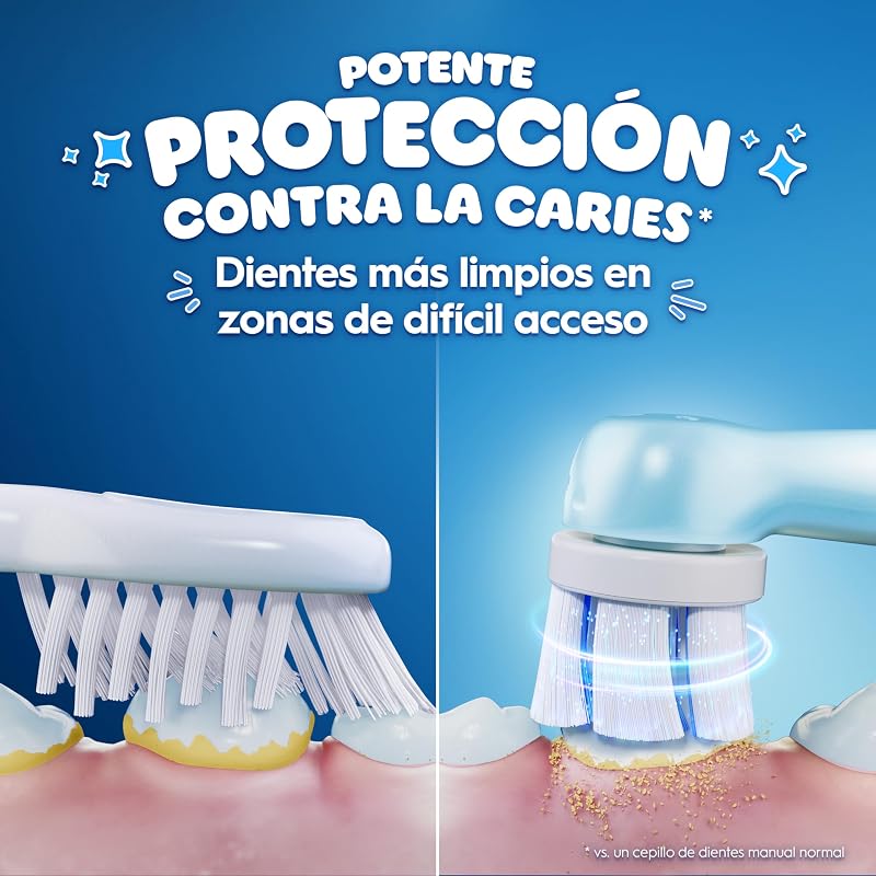 iO Kids Disney Stitch escova de dentes elétrica para crianças +6 anos, 1 cabeça, Travel Case, 3 modos com modo sensível Adequado para crianças, temporizador com música
