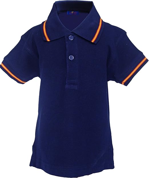 Polo Con Bandera De España Pi2010 - Polo niño con Bandera de España en Cuello y Mangas, Marino