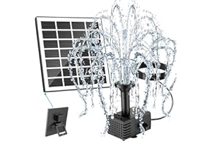 Yzert Solar Fountain Pump Works in Shade with Holder No Battery, Glass Panel DIY Small Solar Water Pump Kit with Sucker, Solar Fountain for Birdbath, Wall, Patio, Garden, Outdoor, 9.84ft Power Cord