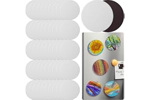 Engrowtic 50 Pcs Magnetic Painting Canvas Panel Mini Canvas Boards for Painting Mini Tile Art for Fridge Locker Art Crafts DIY(2.5 in,Round)
