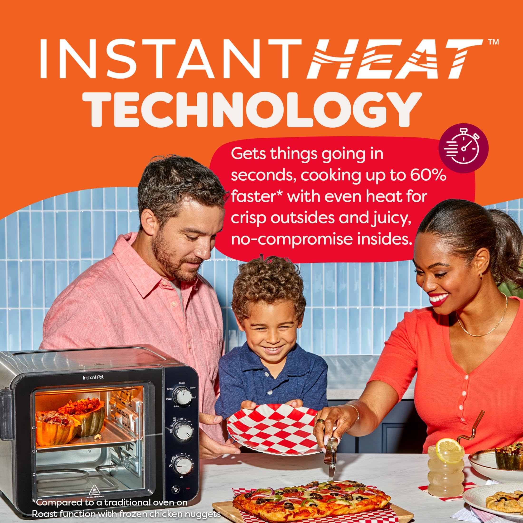 Instant Pot 4-Slice InstantHeat 7-in-1 Air Fryer Toaster Oven, Air Fry, Bake, Toast, Roast, Broil, Warm, and Make Pizza