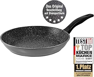 STONELINE® Schmorpfanne 26 cm, auch für öl- und fettfreies Braten, kratzfeste Antihaftbeschichtung mit echten Steinpartikeln, Induktionspfanne, 6843, Grau