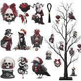 Vercraft 36 Pcs Halloween Gothic Wood Hanging Tree Ornaments, Spooky | Double-sided Printed Wood Gothic Tree Decorations, 9 Style Halloween Hanging Ornaments with Strings, Xmas Holiday Party Gift
