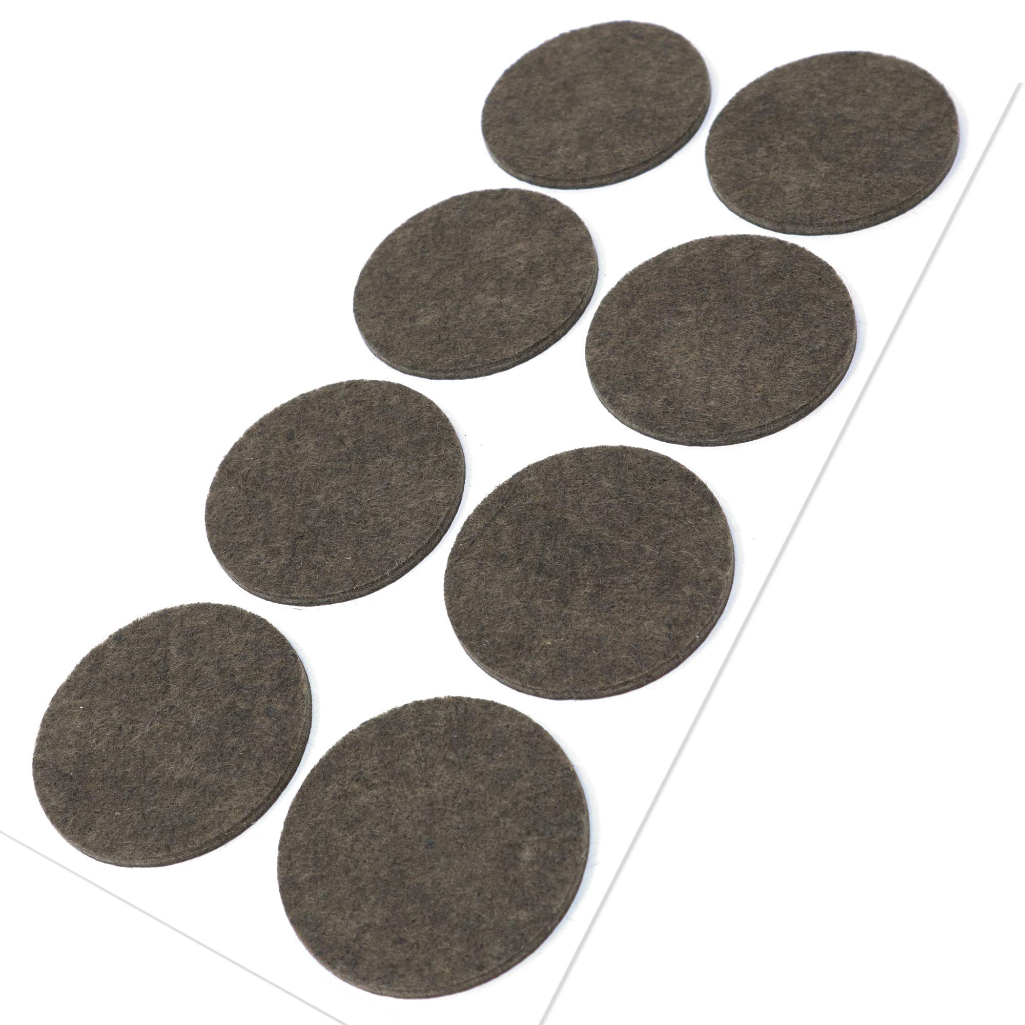 Adsamm® / 8 x self-adhesive felt pads/Brown/ø 1.97'' (ø 50 mm) / round / 0.138'' / 3.5 mm thick stick-on furniture felt glides/Furniture & Chair Glides