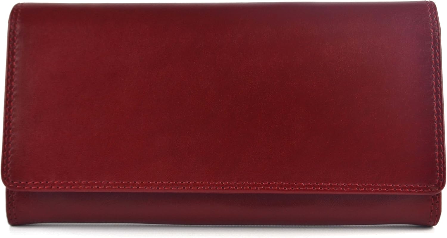 Visconti Quality Ladies Italian Leather Purse/Wallet Monza Collection Gift Boxed (Red)