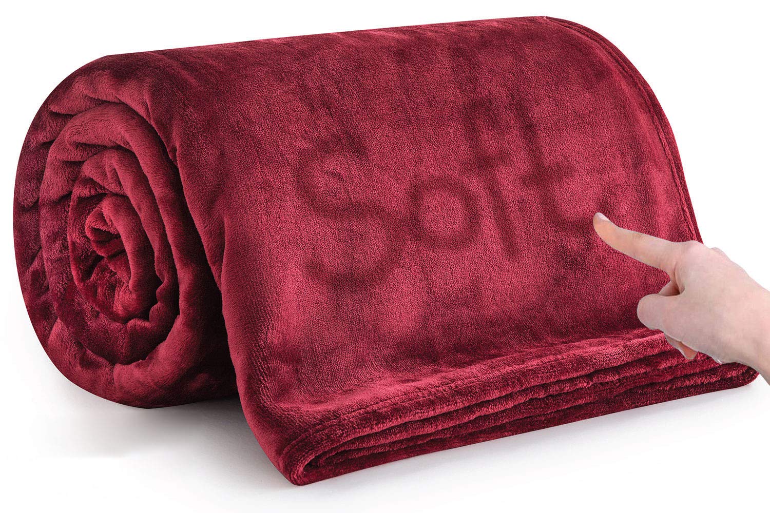 MOONLIGHT20015 Fleece Blanket Burgundy Throws for Sofas Single - 400 GSM Fluffy Blankets for Bed Couch and Travel - Silk Touch Warm Soft Cosy Throw for Adults Kids Fit All Season, 130x150 cm