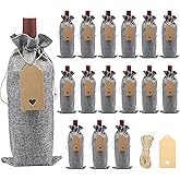DIWNELEM 16 Pack Burlap Wine Bags, Jute Wine Gift Bags with Drawstring, Accommodates Regular 750 ml Bottles, Perfect for Wedding, Parties, Christmas, Birthday, Tasting Party