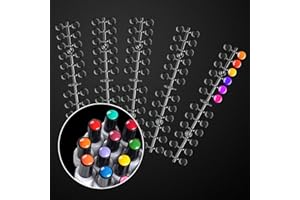 BIUBEE 240 Pcs Round False Nail Display Tips- Transparent Nail Art Display Chart Nail Art Color Display Tips Tool Nail Swatch Sticks with Adhesive Sticker for Nail Polish Training Practicing Color Displaying