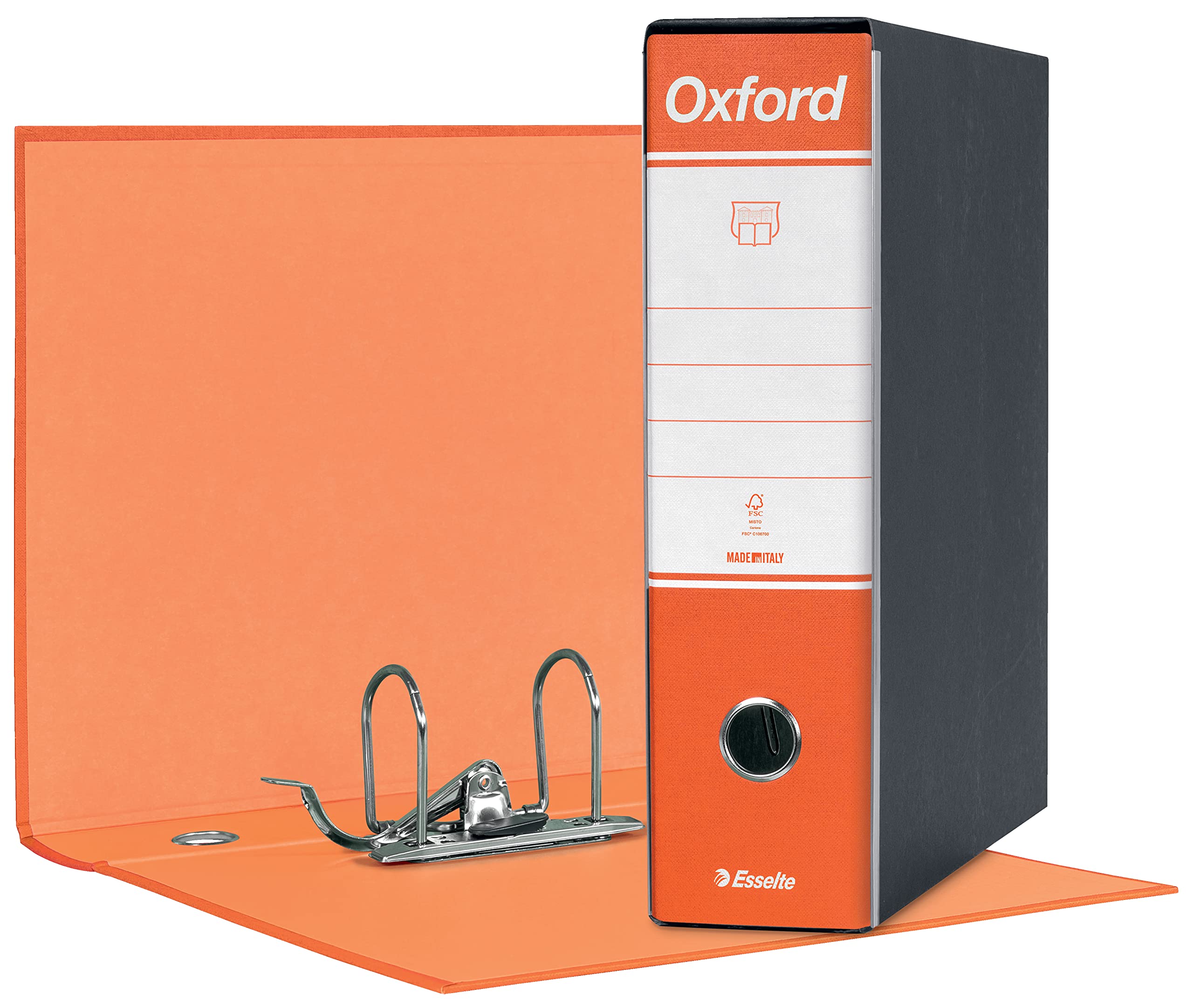 Oxford Esselte 390783200, Ring, Commercial, Cardboard, 8 cm Spine Format for Ring, Pack of 6PZ, Orange