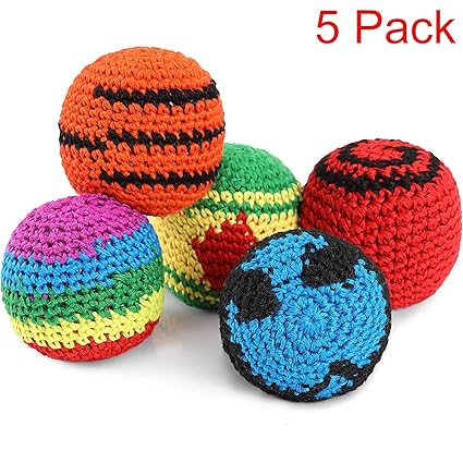 5 Stücke Lustige Hacky Ball Sacks Gewebte Kickball Weiche Strick Kick Balls für Kinder und Anfänger