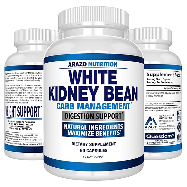 ARAZO NUTRITION WHITE KIDNEY BEAN EXTRACT – 100% PURE CARB BLOCKER AND FAT ABSORBER FOR WEIGHT SUPPORT – INTERCEPT CARBS