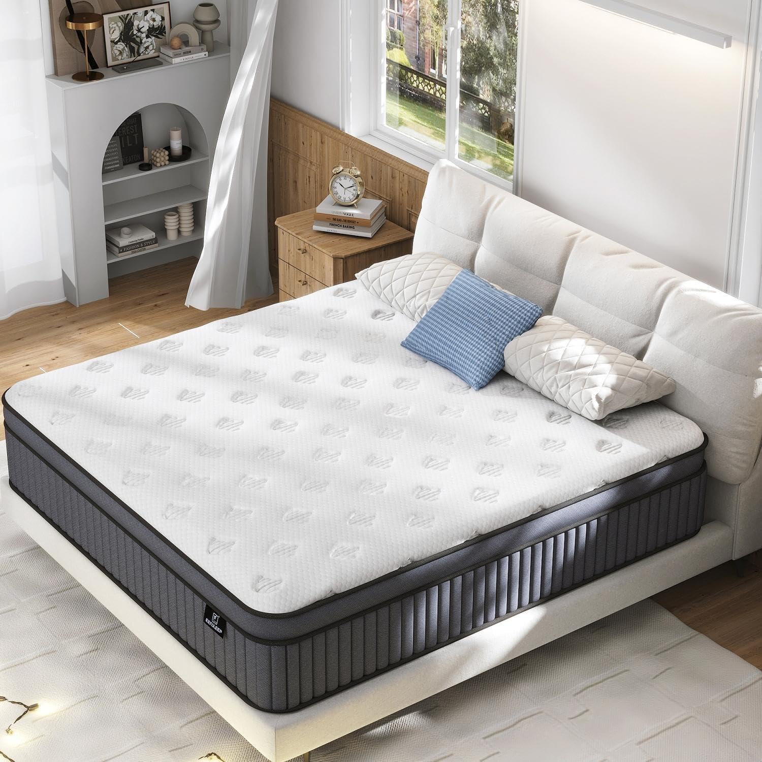Photo 1 of King Size Mattress, Upgrade Strengthen 12 Inch Firm Hybrid King Mattress in a Box, Mattress King Size With Memory Foam and Independent Pocket Springs, Strong Edge Support, Release Pressure
