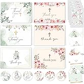 Decorably 24 Pack 6x4in Christian Thank You Cards with Envelopes and Stickers, 6 Religious Designs for Friends, Family and Loved Ones, Blank Inside - Church Events, Baptism, First Communion, Gifting