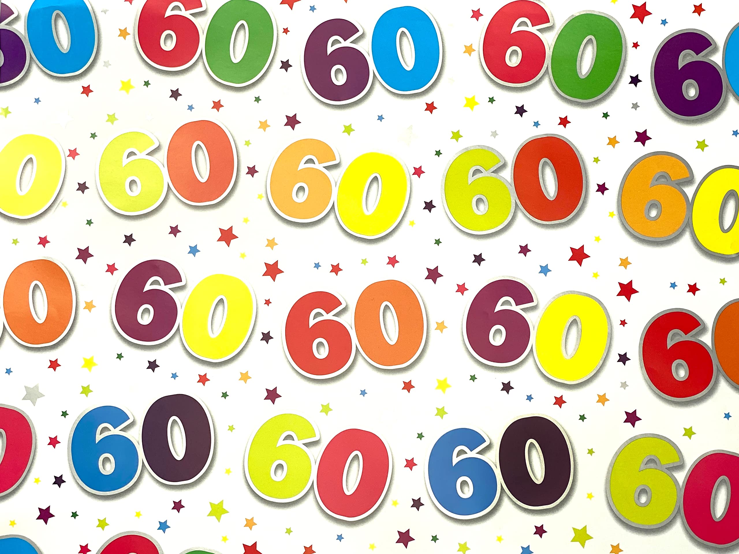 60th Birthday Wrapping Paper - 2 Sheets of Gift Wrap & 1 Matching Tag - 60th Birthday - SE2632 by Simon Elvin