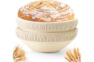 Yeatruojeet Bread Proofing Baskets Set of 2 10 inch Round Dough Proofing Bowls W/Liners Perfect for Home Sourdough Bakers Bak