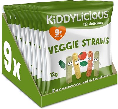Kiddylicious Veggie Straws 9+ Months 9 Packs Baby Snack
