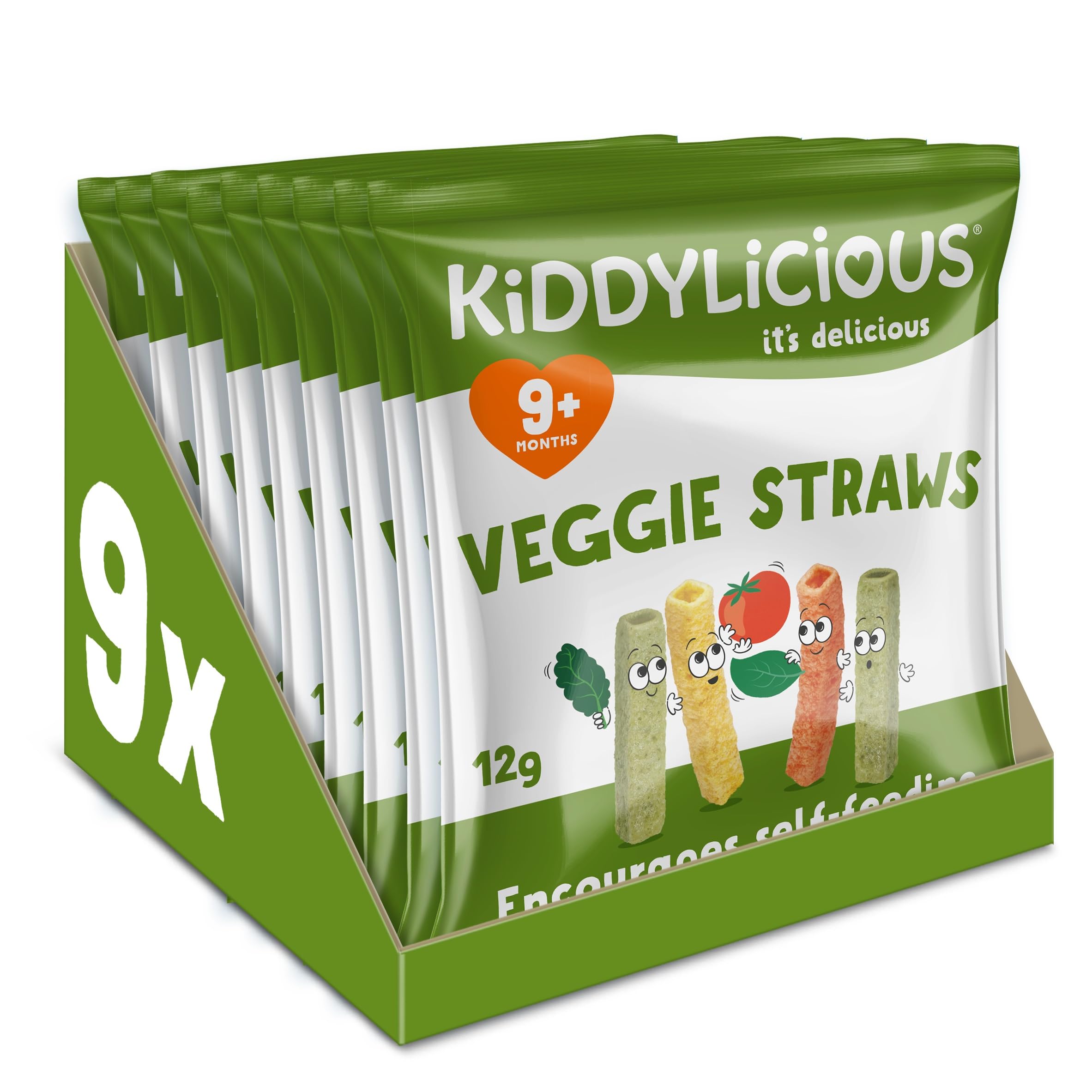 Kiddylicious Veggie Straws - Delicious Snacks for Kids - Suitable for 9+ Months - 9 Packs
