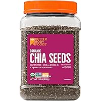 BetterBody Foods Organic Chia Seeds with Omega-3, Non-GMO, Gluten Free, Keto Diet Friendly, Vegan, Good Source of Fiber, 2 lb