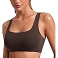 CRZ YOGA Butterlift Double Lined Square Neck Sports Bras for Women - Wireless V-Shaped Racerback Workout Yoga Top Non Padded