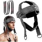 Neck Trainer - Exercise &amp; Workout Equipment,neck harness,neck strengthener | Adjustable Head and Chin Strap Neck Exerciser with Heavy Duty Steel Design, Neck Strength Training Equipment for Gym Workout