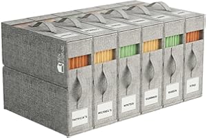 ZenStorage 6Pack Sheet Organizers and Storage - King/Queen Size Sheet Storage Organizer with Window, Foldable & Dustproof Sheet Organizer for Linen Closet for Summer Blankets & Sheet Sets,Grey