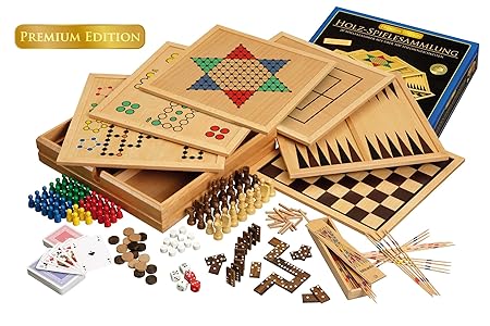 Philos 3101 - Holz-Spielesammlung, Premium Edition, mit 100 Spielmöglichkeiten