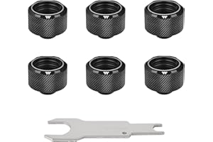 Thermaltake Pacific Black C-Pro G1/4 PETG 16mm OD Compression Fitting 6 Pack CL-W214-CU00BL-B