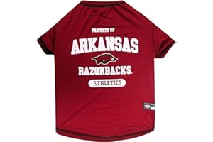 Pets First Collegiate ARKANSAS RAZORBACKS Dog T-Shirt, Medium. - Licensed Shirt for Pets Team Colored with Team Logos.- Premium Stretchable Materials for the Comfrot of your Dog & Cat.