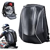 MZS Motorcycle Backpack, 48L Expandable Hard Shell Helmet Backpack for Men Women, Waterproof Motorbike Travel Back Pack Reflective Riding Storage Bag Accessories
