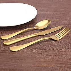 Matte Gold Silverware Set,SHARECOOK Satin Finish