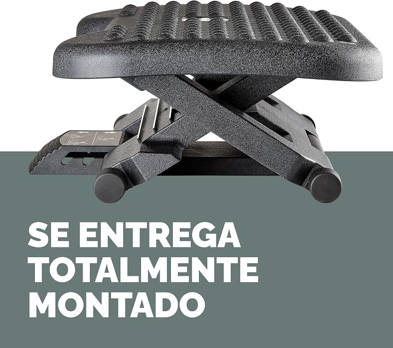 Apoio de pés ergonómico Everyday Plus com base antiderrapante - Apoio de pés de secretária - para escritório e casa - Preto