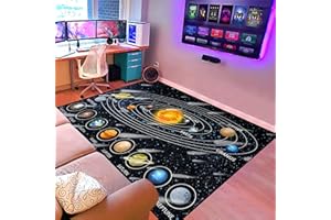 JIOSPET Galaxy Area Rugs for Kids Bedroom Outer Space Solar System Carpet Kids Rugs for Bedroom Boys Educational Learning Kids Rugs Carpet Kids Rugs for Playroom, 5'×7'