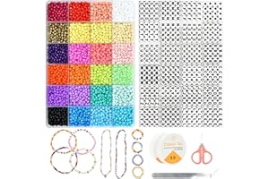 JOJANEAS 4mm Glass Seed Beads Bracelet Making Kit 24 Colors Small Beads Kit Bracelet Beads for DIY Bracelets Necklace Jewelry Making Supplies…
