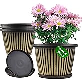 Large-Planter-Indoor-Outdoor Plant Pots, 12 inch 4 Pack Plastic Flower Pots with Saucer And Drainage Holes, Modern Garden Planters For Planting Medium Large Plants， Decorative Resin Garden Pots