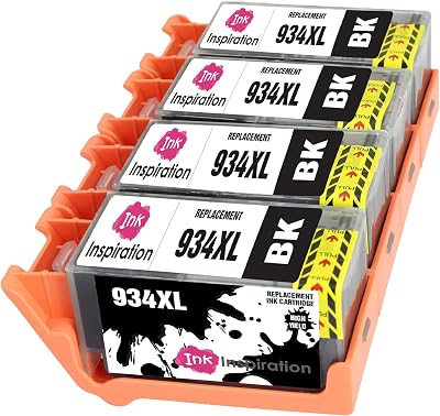 Ink Inspiration Black 934XL Ink Cartridge 4 Pack for HP OfficeJet Pro 6830 6230
