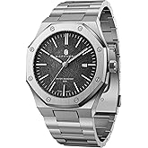 SAPPHERO Men's Watch Octagonal Stainless Steel Luminous Wristwatch Luxury Analog Quartz Watch for Men with Date Elegant Mens