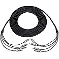 NVX® XIX45 16.4 ft (5 Meter) Oxygen Free Copper 4-Channel Double Twisted Pair X-Series Car Audio RCA Audio Interconnect Cable with Shielded Noise Reduction and Split-tip Silver-Plated Machined Ends