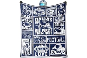 MAUPIVAE Dallas Football Blanket, Football Style Travel Blanket Gifts for Men Women Boys Kids, Blue Football Throw Blanket 60" X 50"