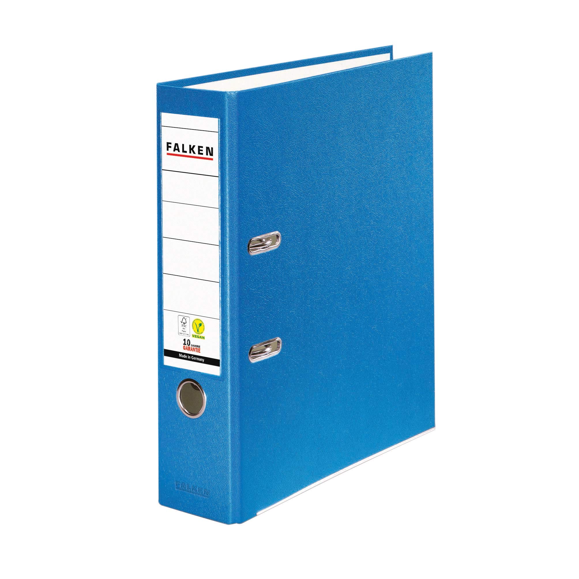 Original Falken PP-Color plastic files. Made in Germany. 8 cm wide DIN A4 pastel colour aqua ring binder vegan file folder letter folder office folder plastic folder slotted folder