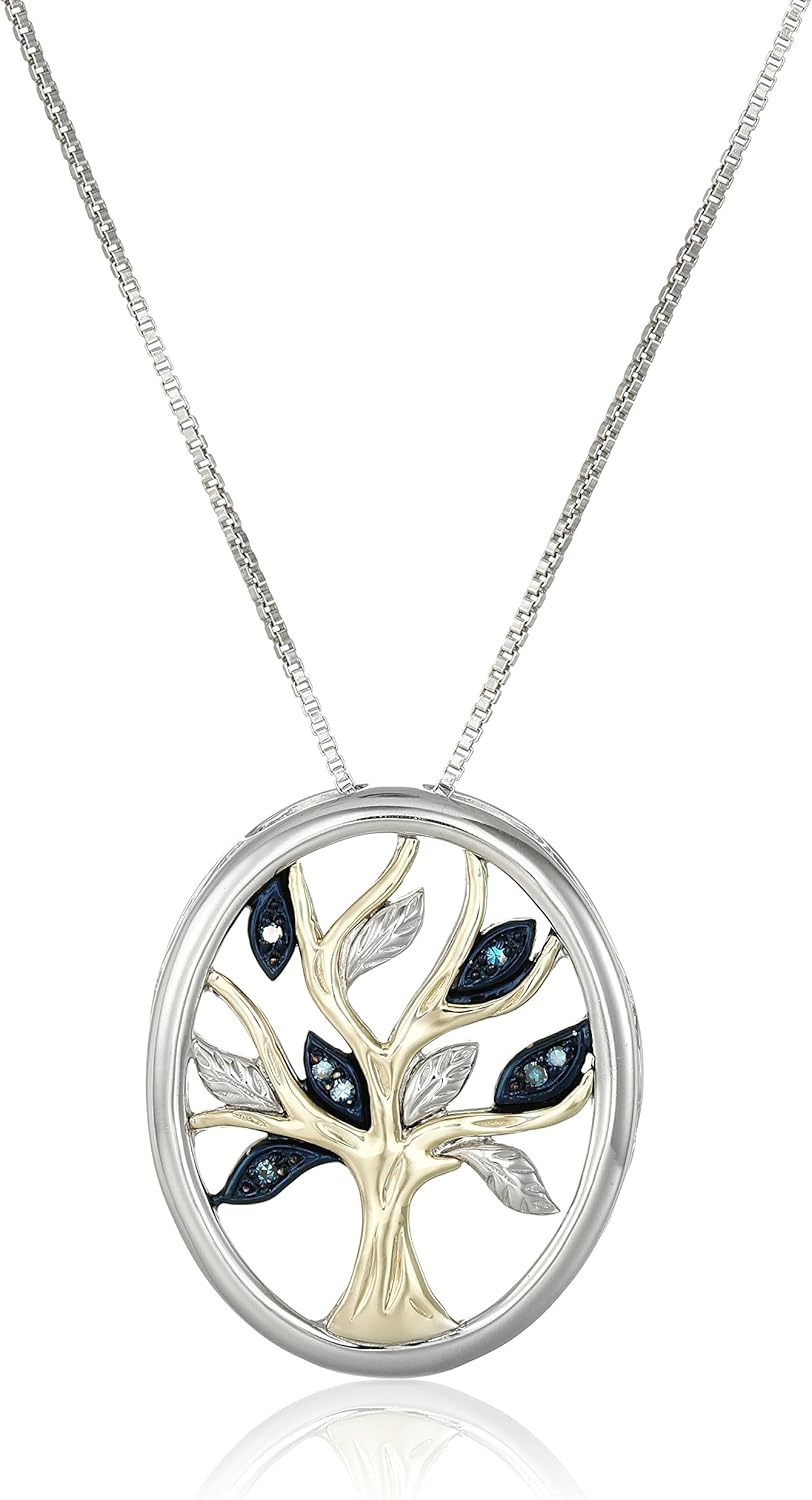 Sterling Silver and 14k Yellow Gold Diamond Tree of Life