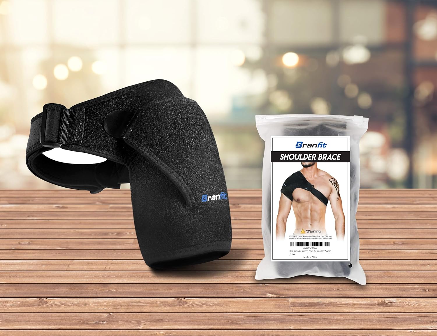 Shoulder Brace & Rotator Cuff Support Brace for Men & Women by BRANFIT, Shoulder Compression Sleeve with Pressure Pad is Ideal for Dislocated AC Joint, Labrum Tear & Frozen Shoulder Pain Relief: Health & Personal Care